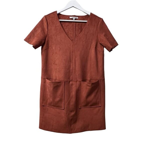 Naked Zebra Dresses & Skirts - Naked‎ Zebra Faux Suede Short Dress Size S Rust Orange S/S Front Hip Pockets